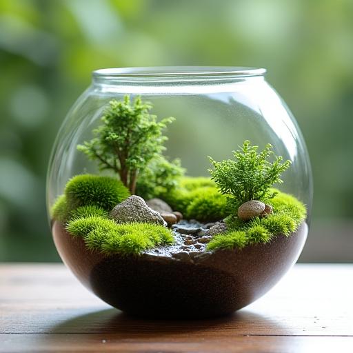 苔と小石、小さな植物が作り出すテラリウムの世界
